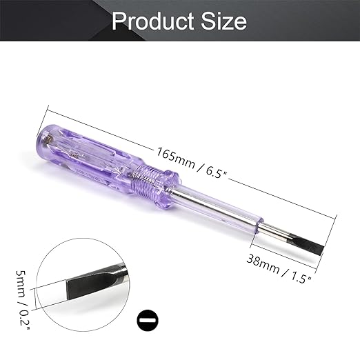 Fielect 5pcs Voltage Tester Voltage Detector Pen Circuit Tester Tool Steel Batch Slotted Test Pencil JRDB-168 AC/DC 100-500V Clear