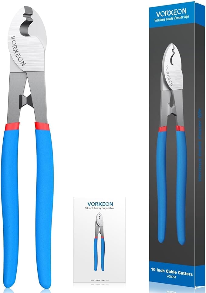 10-Inch Compact Heavy-Duty Cable Cutter Small Head - High-Leverage Tool for Soft Copper/Aluminum Wires & Communication Cables