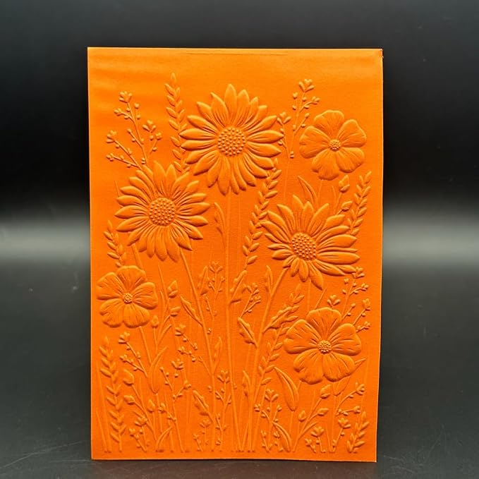 3D Plastic Embossing Folder Template Sunflowers and Flowers Texture 5x7 Inch - Image 8