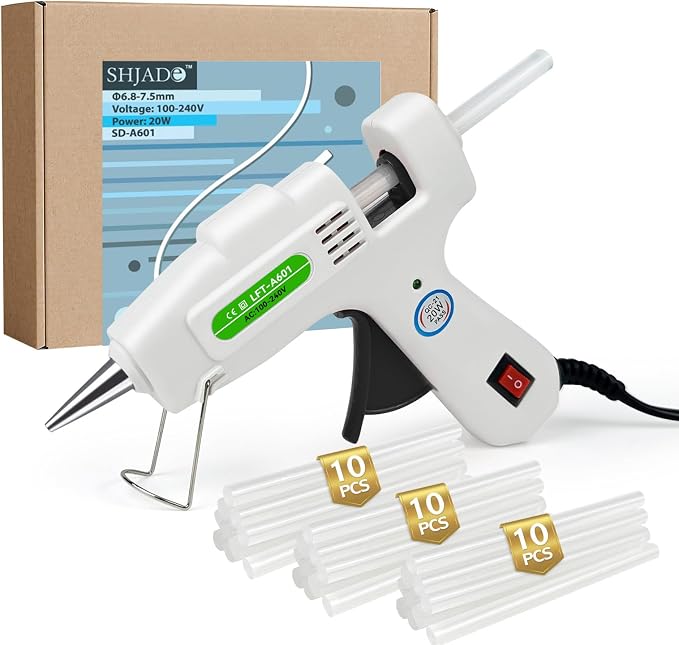 SHJADE Hot Glue Gun with 30 Glue Sticks, 20W White Mini Hot Melt Gun Kit | Fast by SHJADE