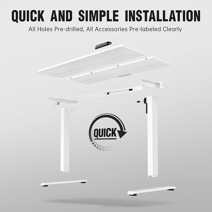Veken 47.2 Inch Large Electric Standing Desk, Gaming Table, Suit students - Image 4
