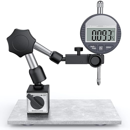 HDLNKAK Digital Dial Indicator Gauge with Magnetic Base Stand 90lbs/40kg Tensile Force, Indicator Holder for 0-1"/25.4mm, 0.01mm/0.0005" Inch/Metric Conversion