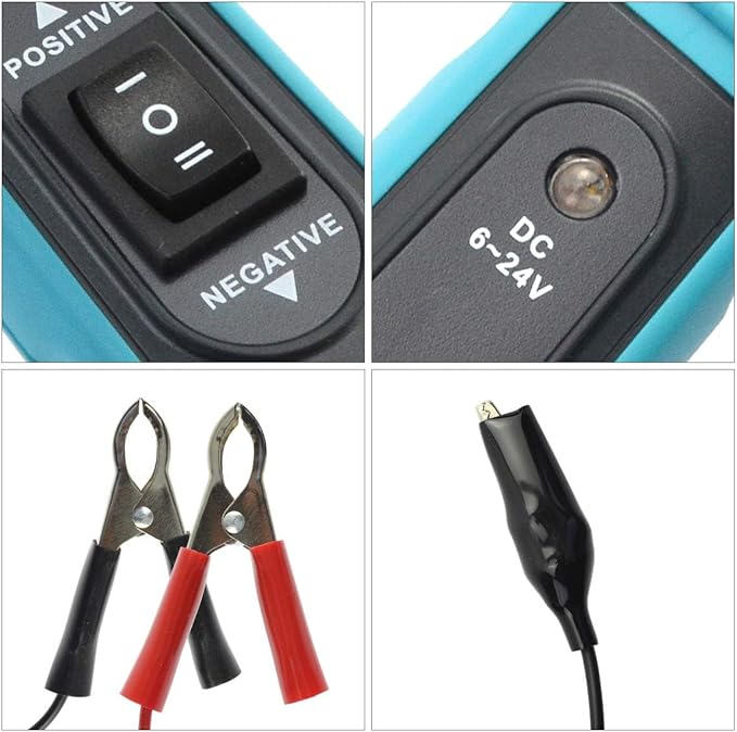 allsun Professional Automotive Circuit Tester,Short Circuit Finder with Buzzer Alarm & LED Light, 6-24V Power Detector Probe with Overload Protection, 5m Cable for Car DIY Repair