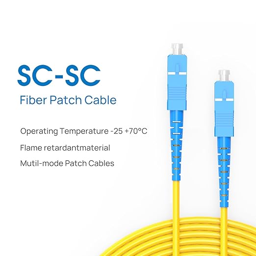 5m(16.4ft) OS2 SC/SC to SC/SC Fiber Patch Cable Single Mode Fiber,9/125µm OD 3.0mm Cable Diameter Fiber Optic Cable