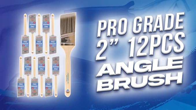 Pro Grade - Paint Brushes - 12Ea 2" Angle Brushes - Image 8