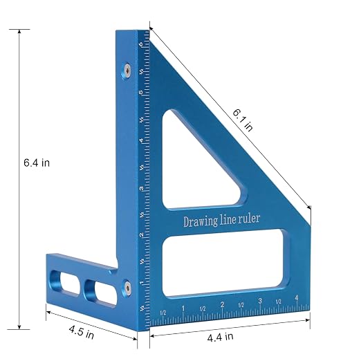 6" Imperial 3D Multi-Angle Measuring Ruler, 45/90 Degree Aluminum Alloy - Image 2