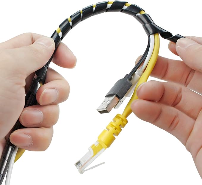 50Ft XHF 1/4" Spiral Cable Wrap 6mm Spiral Wire Wrap Cord - Image 5