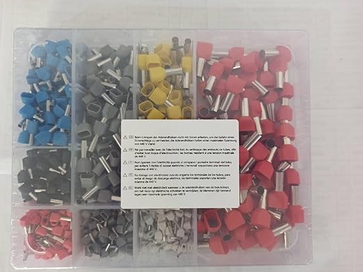 Lytool Double Wire Ferrule Kit 8-22 AWG, 750Pcs Dual Bootlace Ferrule Kit Wire Ferrules Twin Ferrules Connectors Wire Terminal Connector, Insulated Cord Pin End Terminal Great Assortment Ferrules Kit