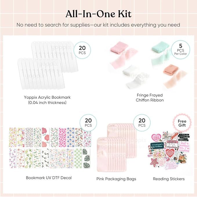 YOPPIX 6x2” Acrylic Bookmark Blanks- 20 Set Bookmark Making Kit - Image 3