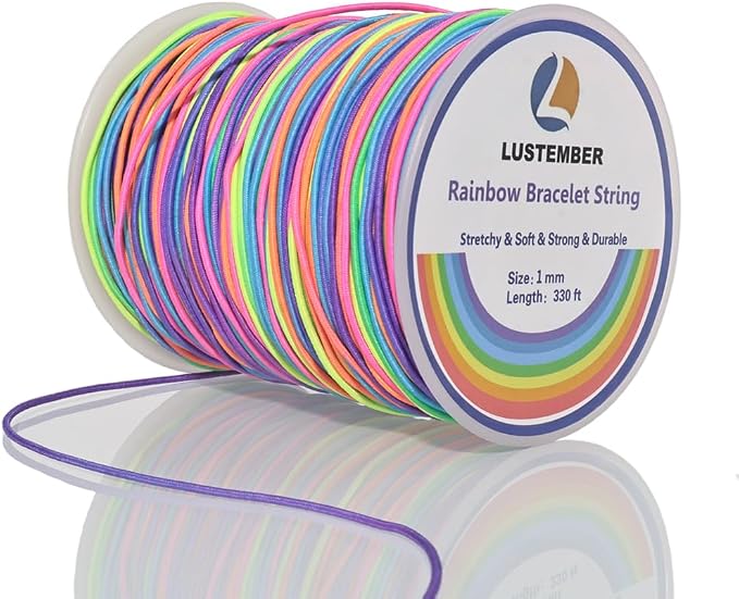 LUSTEMBER 1mm Bracelet String Elastic String, 330 Feet Sturdy Durable Rainbow by LUSTEMBER