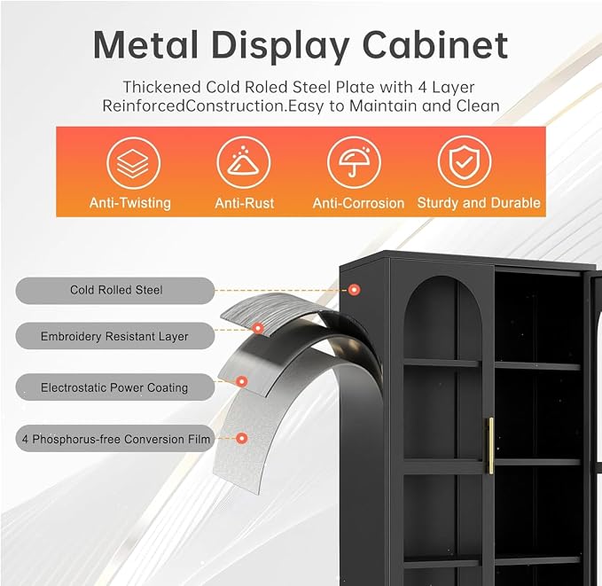 61"H Metal Display Cabinet - Image 7