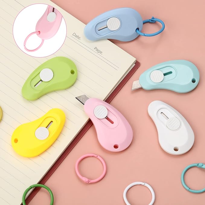 6 Pieces Mini Keychain Box Cutter Small Cute Utility Knife Box Cutter - Image 4
