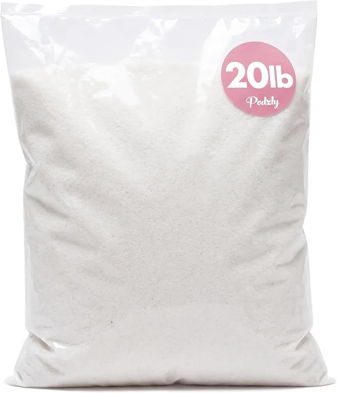 Podzly Decorative Bulk Craft Sand – 20 lb White Fine Grain Sand by Podzly