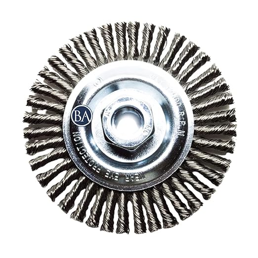 Benchmark Abrasives 4 1/2 Inch Stringer Bead Wire Wheel for Angle Grinder, Cleaning Narrow Holes, Derusting, Paint Removal, Deburring Grinding Wheels - Grinder Cutting Wheel - Stainless Steel
