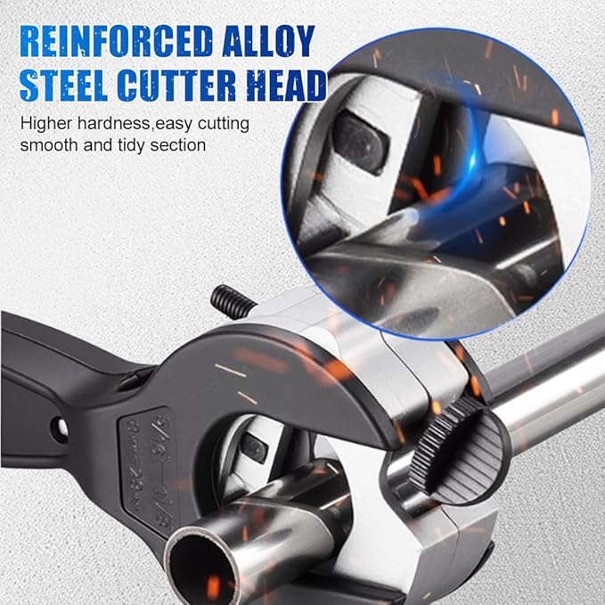 Ratcheting Tubing Cutter, 2 In 1 Close Quarters Tube Cutter 1/4" To 7/8", Large Bearing Type Ppr Pipe Ratchet Cutter, Adjustable Blade Pipe Cutting Tool with Replaceable Alloy PVC Steel Blade