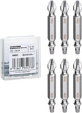 toolant Double-Ended Screwdriver Power Bit, 6Pcs 2 Inch PH2/SQ2,#2 Phillips /#2 Square Impact Driver Bits,Square Screwdriver Bit Set With Magnetic, Two Sides Screwdriver Bits Set with Storage