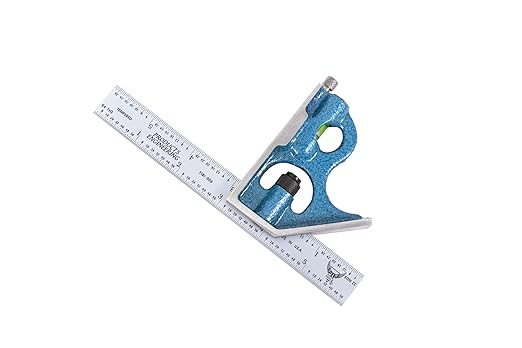 PEC Tools 2-Piece Combination Square Set - 4R 12” Machinist Blade Cast Steel Head, Reversible Locking Bolt, Scribe, for Metalworking, Carpentry and Multiple Applications, Made in USA