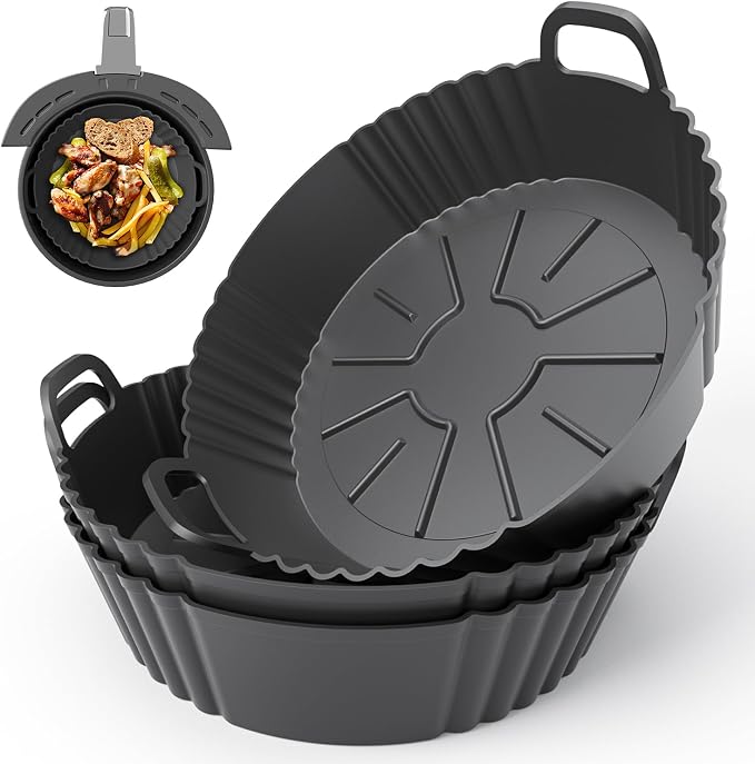 Round Silicone Air Fryer Liners 3Pack, Ninja AF101 & AF161 Silicone Liners by PIINTAUR