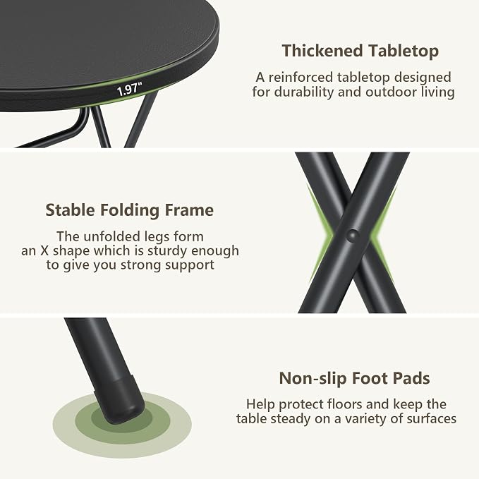 Folding Table 2 Pack, 32 Inch Foldable Cocktail Bar, High Top Round Folding Bar - Image 8