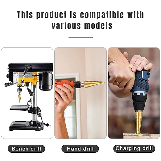 3 Pcs Straight Grooved Step Drill Bit Set, High Step Steel Titanium Drill Bits Set Power Tools 4-12/4-20/4-32mm Hex Shank Drive, HSS Cut Tool Set for Metal Wood Steel DIY Plastic