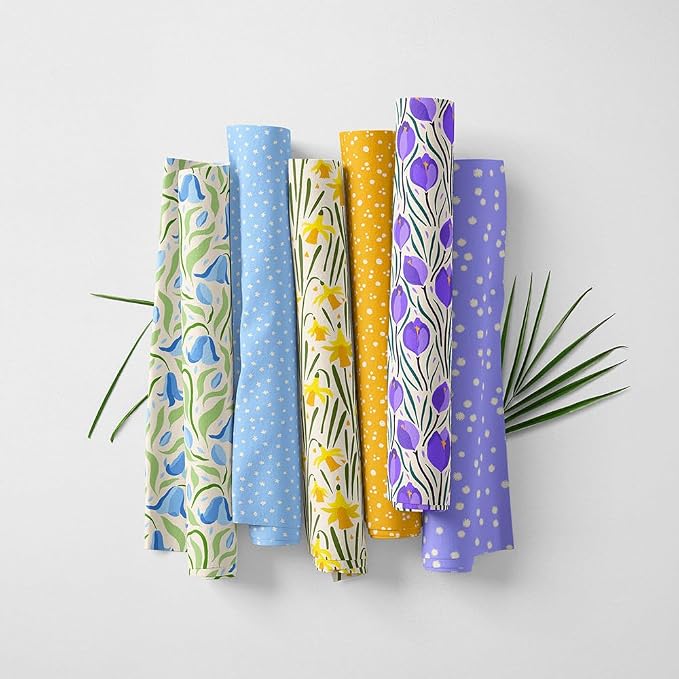 Patchwork Fabric Panel 100x155 cm, 100% Cotton Satin, 6 Coordinated Floral & - Image 3