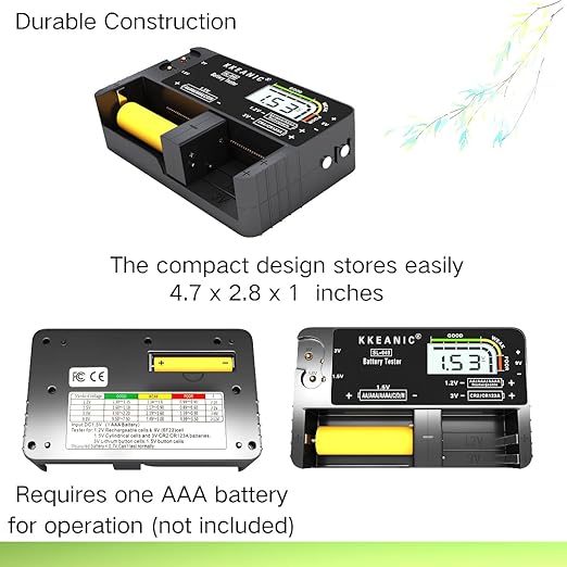 Battery Tester SL-049 - Professional Digital Battery Checker with LCD Display for Household AA, AAA, AAAA,C, D, 9V, Button Cells. Compact Design with Clear Power Level Indicator