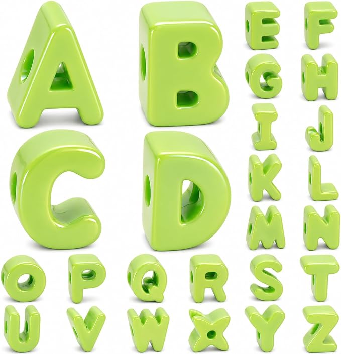 26 Pcs Cute Large Green Letter Beads, 20mm Jumbo Square Acrylic Letter Beads by DoDoBeads