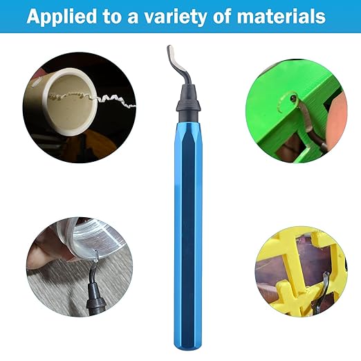 Deburring Tool with 10 High-Speed Steel Blades – Ideal for 3D Printing, Metal, Resin, Copper, Plastic, PVC Pipes, Aluminum, and Wood – Precision Burr Remover with Ergonomic Handle