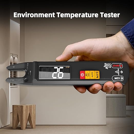 BSIDE DC AC Clamp Meter Open Jaw Smart Digital Multimeter Tester, Rechargeable with True RMS, Measures Current Capacitance Diode Duty Cycle Ohm Hz Continuity V-Alert Live Check Environment Temperature