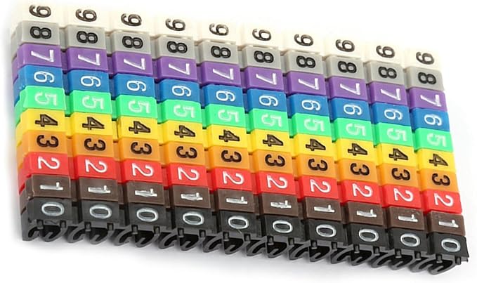 Clip-on String Wire Marking Boxed Plastic Digital Number Wire Label Tube Set Colorful Cable Marker (100PCS KCM-2.5MM)