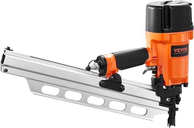 VEVOR Framing Nailer, 2" to 3-1/2" 21 Degree Full Round Head Pneumatic Framing Nailer with Dual Trigger Modes & Tool-Less Depth Adjustment, 80-120PSI Pro Air Nail Gun for Framing Flooring Decking