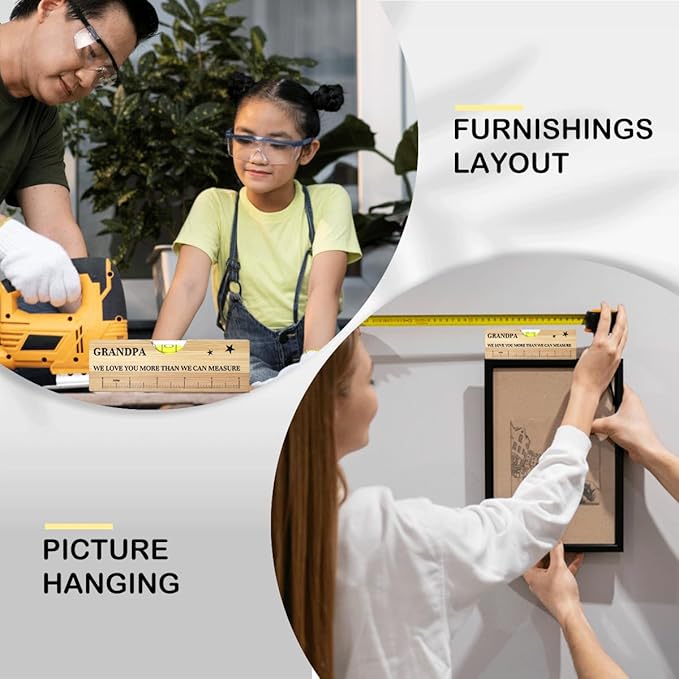 Fathers Day Birthday Gifts for Grandpa Dad from Daughter Son Wife Wooden Spirit Level Valentines Christmas Thank You Gifts Ideas for Daddy New Dad Papa Grandpa
