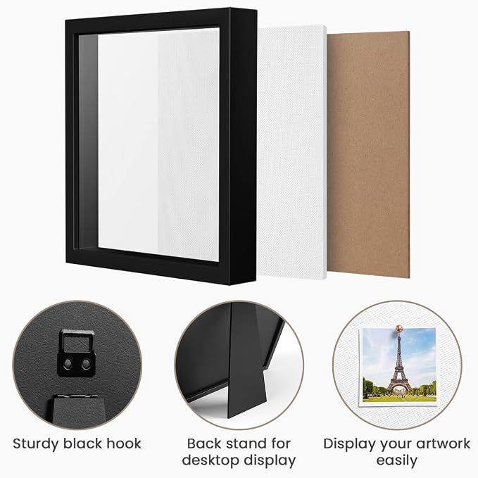 8x10 Shadow Box Frame with Linen Background & Metal Push Pins, Plexiglass Front - Image 5