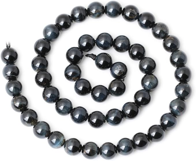 45PCS 8mm Natural Blue Tiger Eye Gemstone Round Loose Beads - Image 2