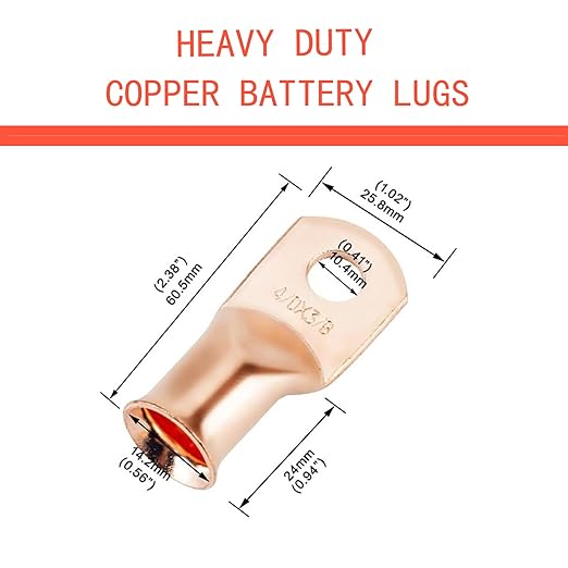 25pcs 4/0 AWG-3/8(M10) Battery Lugs,Ring Terminals,Terminal Connectors,Heavy Duty Cable Lugs,4/0 Gauge Copper Ring Terminals Battery Cable Ends