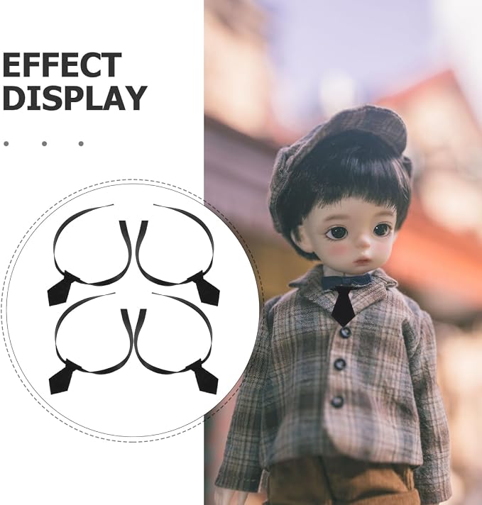 TOYANDONA 4pcs Miniature Neckties Soft Black Tiny Doll Ties - Image 4