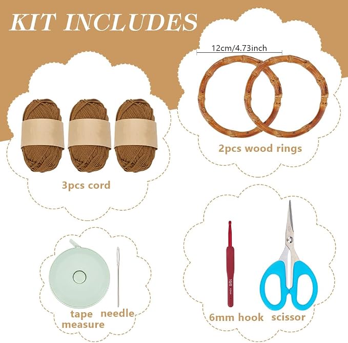 ACRNIGHEET Crochet Bag Kit for Adults Caramel Colored Handbag Crochet Kit for - Image 2