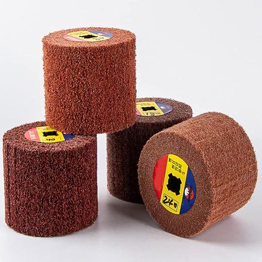 7 Pack Non Woven Wire Abrasive Drawing Polishing Burnishing Wheel Flap Brush 120mm x 100mm for Surface Treatment Stainless Steel, Aluminum, Copper, Metal, Grit: 60# 80# 120# 180# 240# 320# 600#