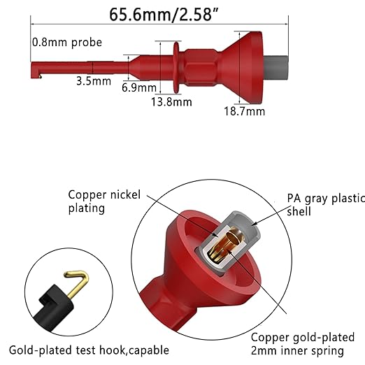 12pc Multimeter Test Leads,Test Leads with Alligator Clips,Test Hook,Banana Plug Leads,Telescopic Testing Hook,Suitable for Fluke, Kaiweets, Innova Multimeter, Voltmeter, Clamp Meter