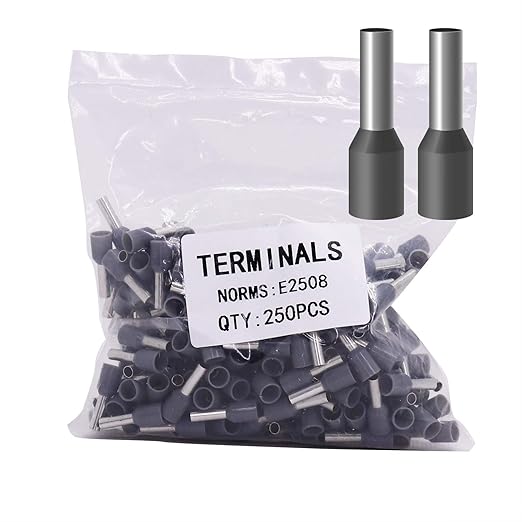 Fidioto AWG14 Wire Ferrules Terminals, 250pcs AWG14 Terminal Connector Wire Insulated Cord Pin Ends Terminals for Electric, Industrial, Chemical Industry, Power Control System, etc.