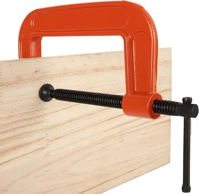 5 Inch C-Clamp Set, 4-Pack Heavy Duty Iron C Clamps, Clamps for Woodworking, Welding and Building, Orange