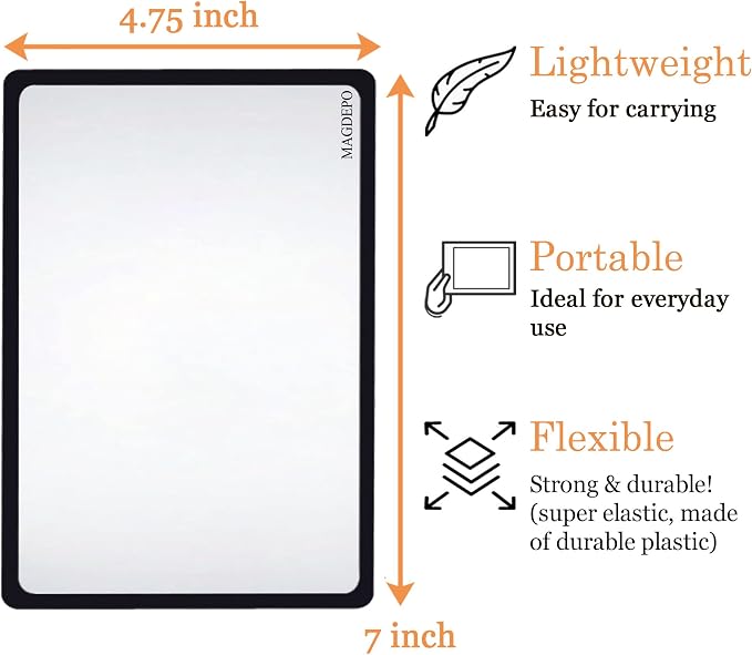 MAGDEPO 3X Magnifying Sheet 3 Pack Plastic Lightweight Page Lens + 3 Card - Image 2