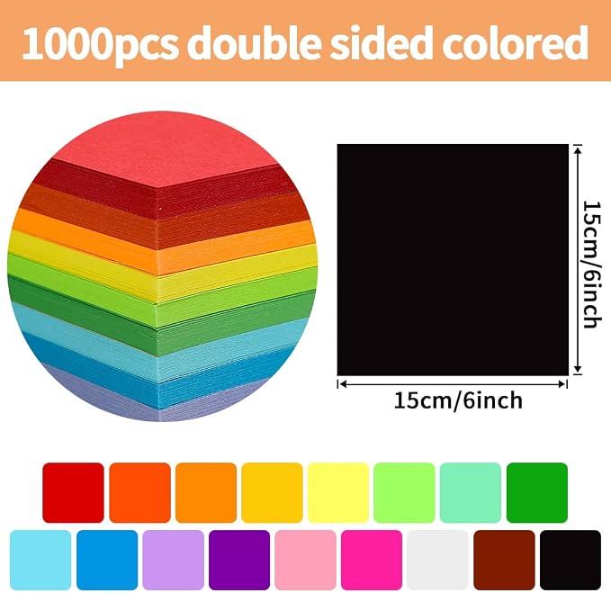Praisebank Black Origami Paper, Double Sided Color, Origami Kit - Image 2