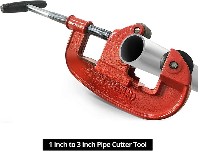 QWORK Professional Pipe Cutter Tool for 1-3" Pipes - Ideal for Plumbing, Automotive, and Construction Projects