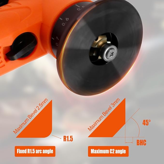 Pneumatic Chamfering Tool, Mini Chamfering Deburring Tool For Metal Beveling Machine Pneumatic Edge Beveler for Metal Trimming, Arc Corner Deburring Linear Beveling Trimming (Orange)