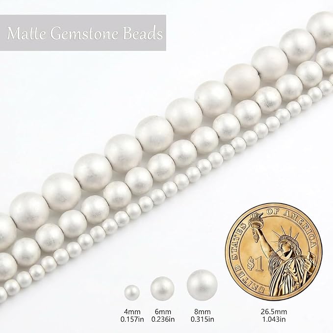 6mm Matte Silver Hematite Bead, 15-Inch Matte Round Loose Stone Beads - Image 3
