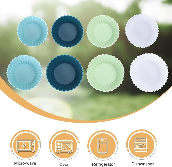 Silicone Baking Muffin Cups 12 Pack, Reusable Cupcake Liners Cake Molds - Image 4