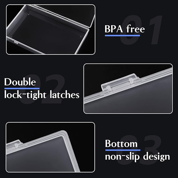 24 Pack Mixed Sizes Rectangular Mini Plastic Containers Clear Plastic Storage - Image 3