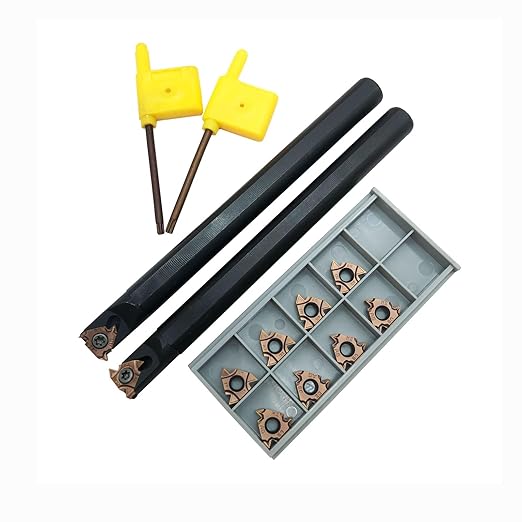 Lather Threading Tool Bit Set External Internal Threading Boring Bars Turning Tool Holders with 11IR AG60 16ER 16IR AG60 Carbide Threading Inserts (2pcs Boring Bars + 16ER IR AG60)