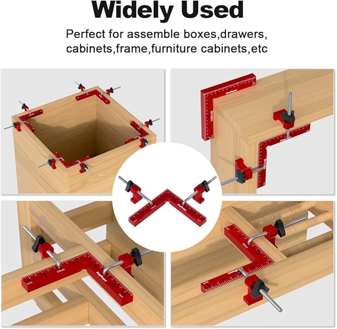 Fivepears 2 Pack 90 degree positioning square clamps set for woodworking, 5.5" x 5.5"(14 x 14cm) aluminum precision right angle corner clamp for square picture frame tool box cabinet drawer and wood
